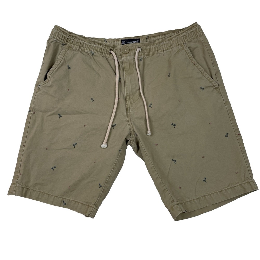 Teamspirit Men's Comfy Casual Pull On Shorts Khaki Size Large 100% Cotton Preppy